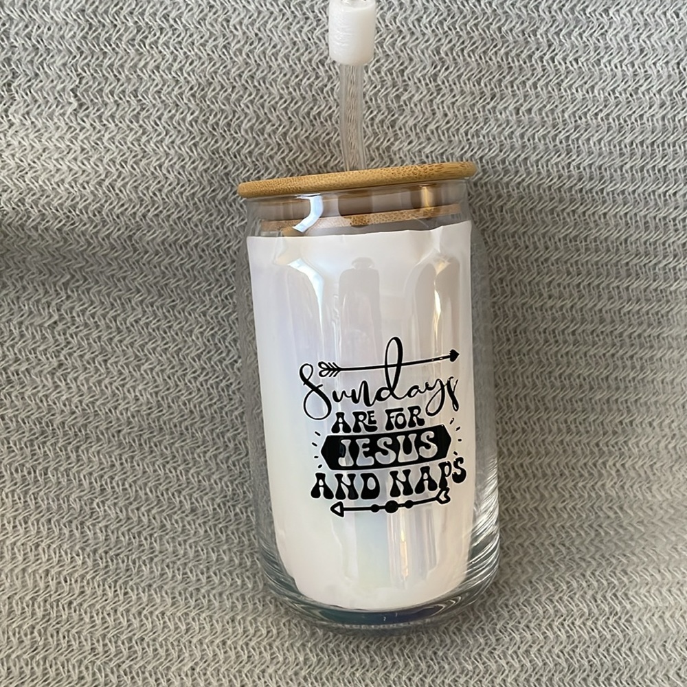 🆕 Custom Designed Libby Style Glass Mug - “Sundays Are For Jesus And Naps” - Picture 3 of 3